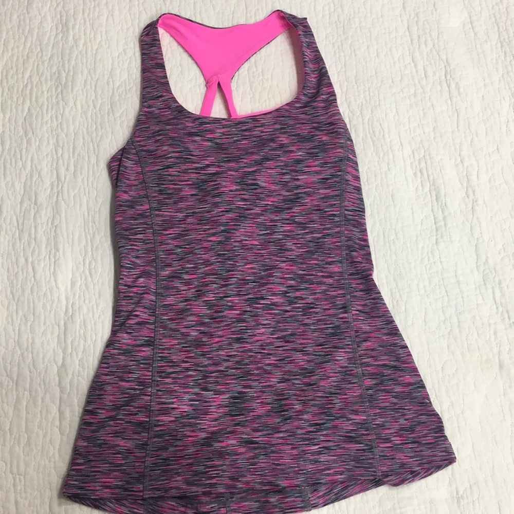 Pink,black, and grey workout shirt